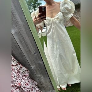 Brock collection long white dress , puffed sleeves size 6